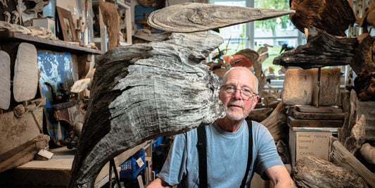 Sid Burnard exhibition of driftwood sculpture at Goldmark in Uppingham