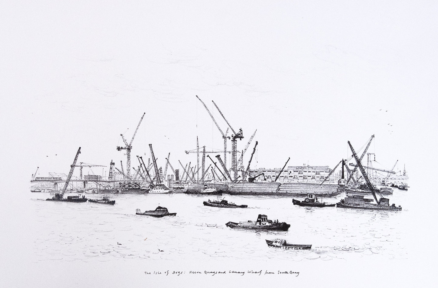 The Isle of Dogs: Heron Quays and Canary Wharf from South Quay