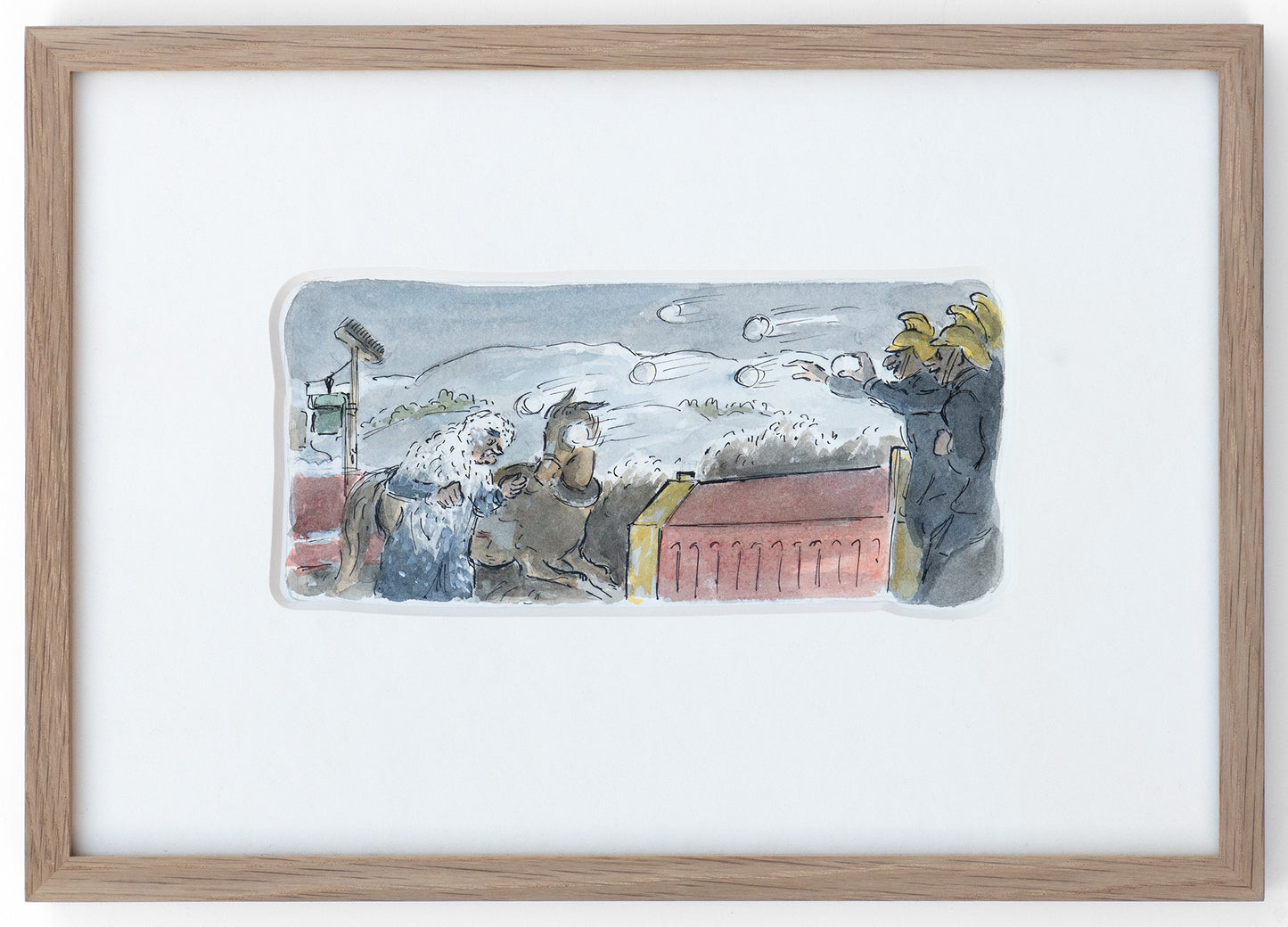 One snowball hit Toby in the eye.