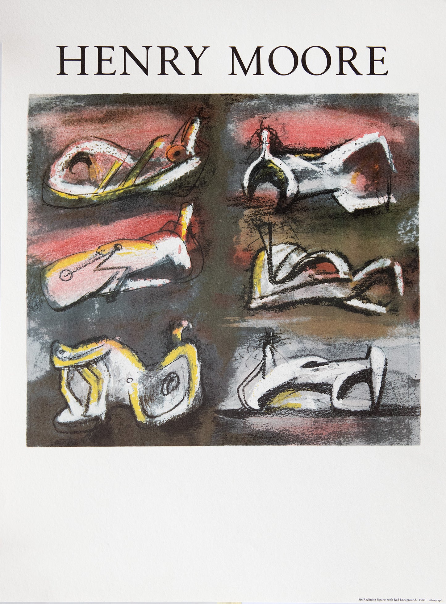 Six Reclining Figures with Red Background