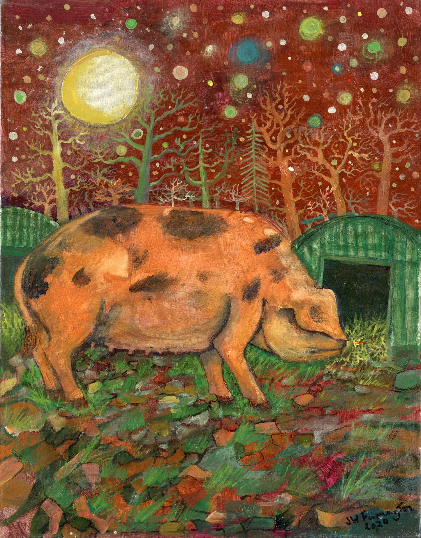 Pig with Moon & Stars