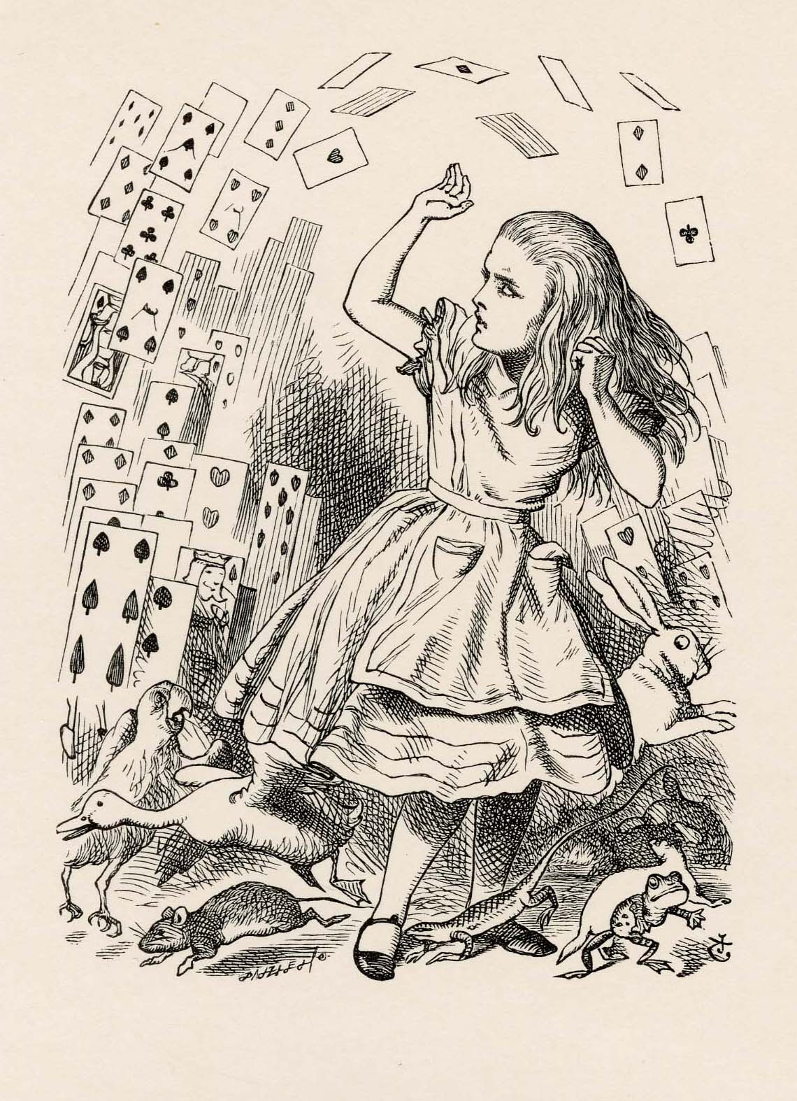 At this the whole pack rose up into the air, and came flying down upon her