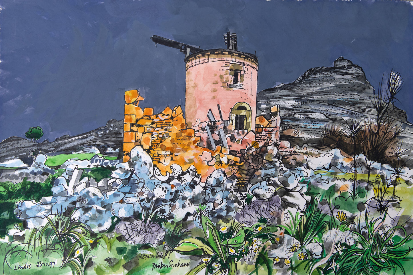 Greek Windmill. Island of Rhodes