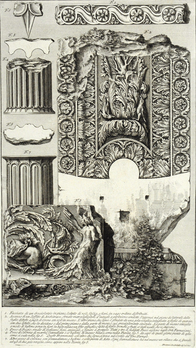 Various ornamental fragments including a frieze, soffit and columns