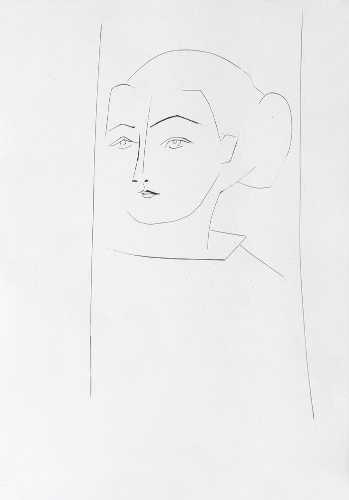 Head of a woman wearing her hair in a chignon