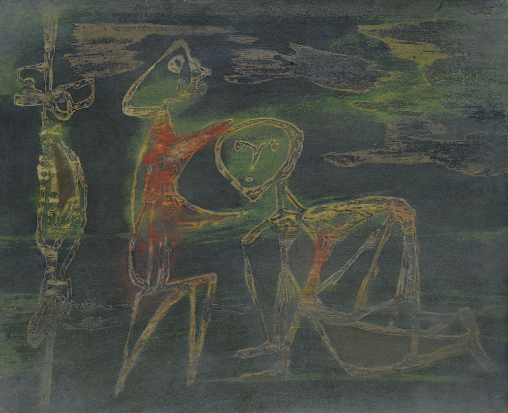 Two Figures, Red and Green