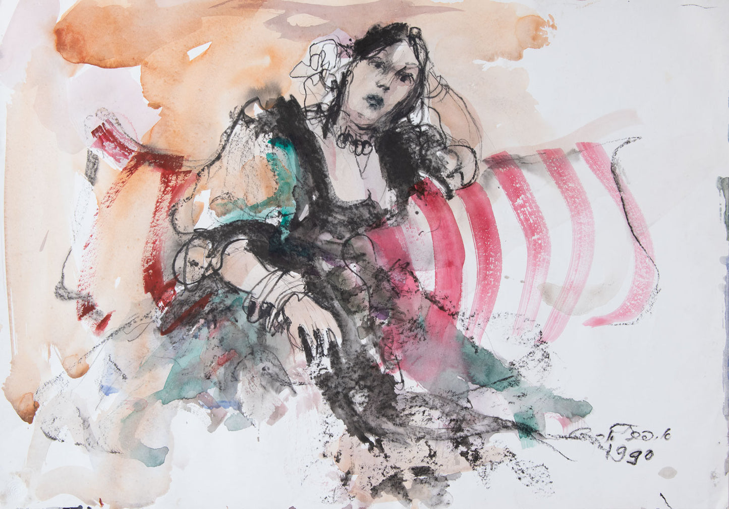 Seated Woman in a Green Dress