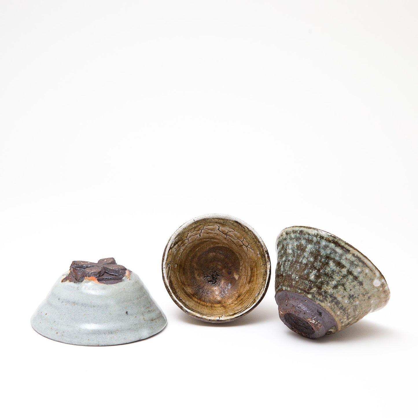 Set of Three Cups with Wooden Tray