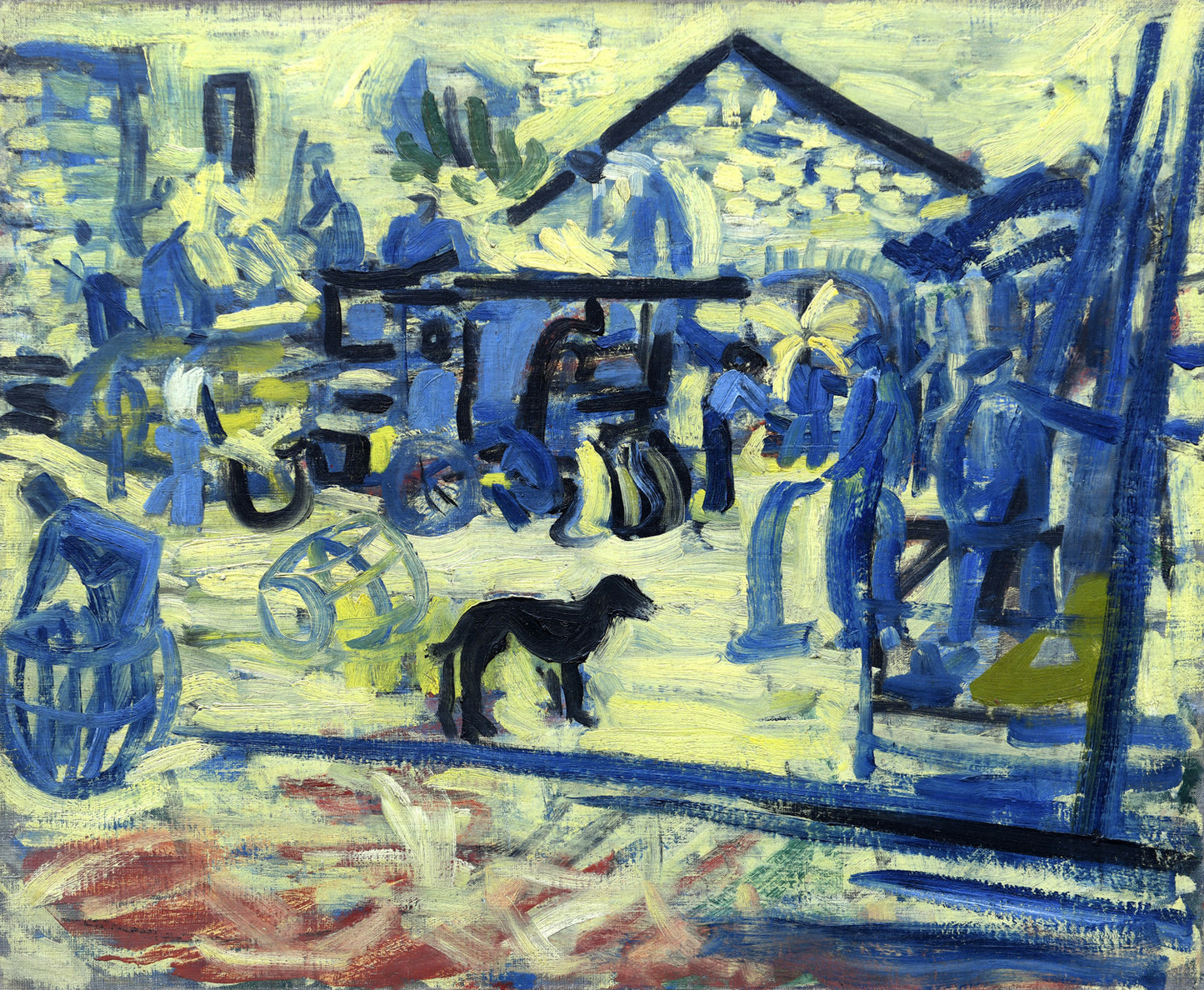 Village Scene with Dog