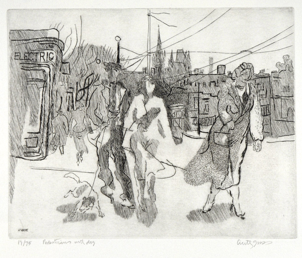 Pedestrians with Dog