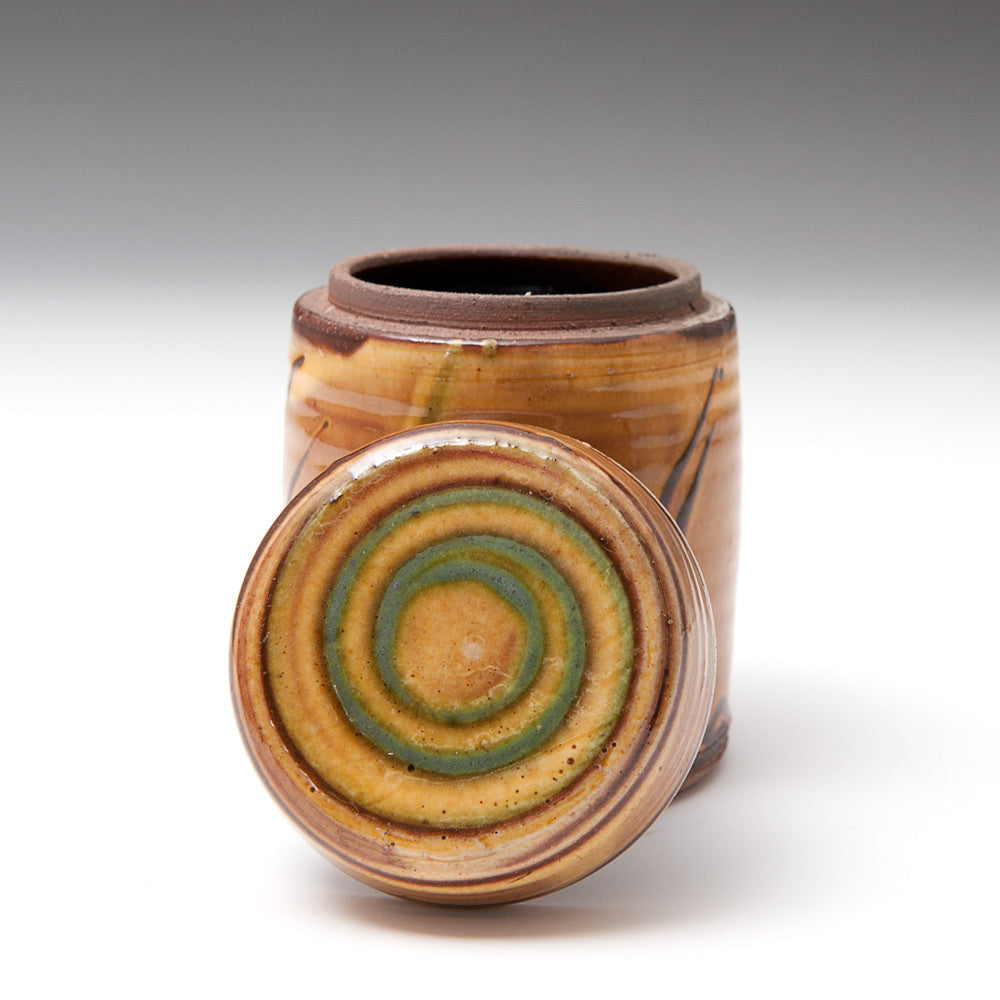 Small Flat Lidded Store Jar