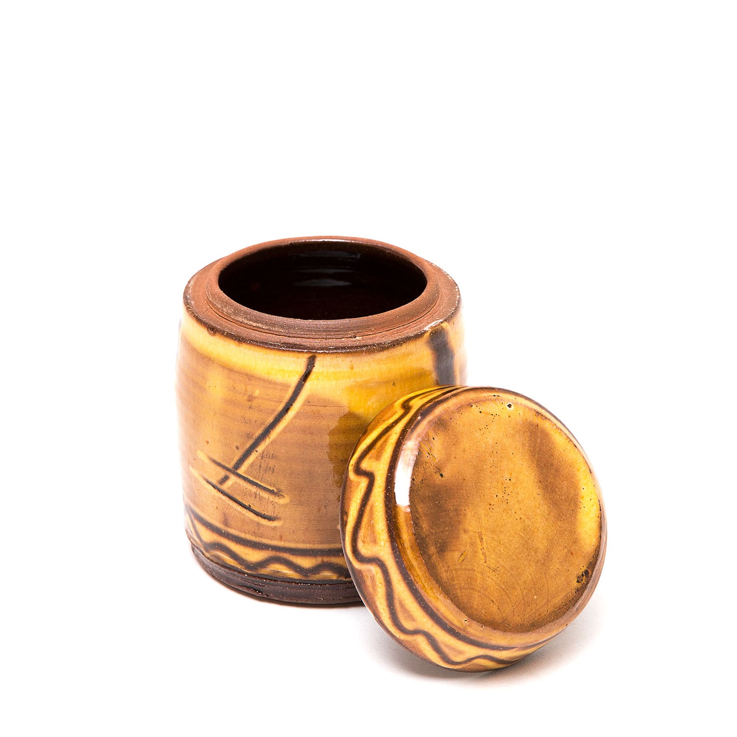 Small Flat Lidded Store Jar