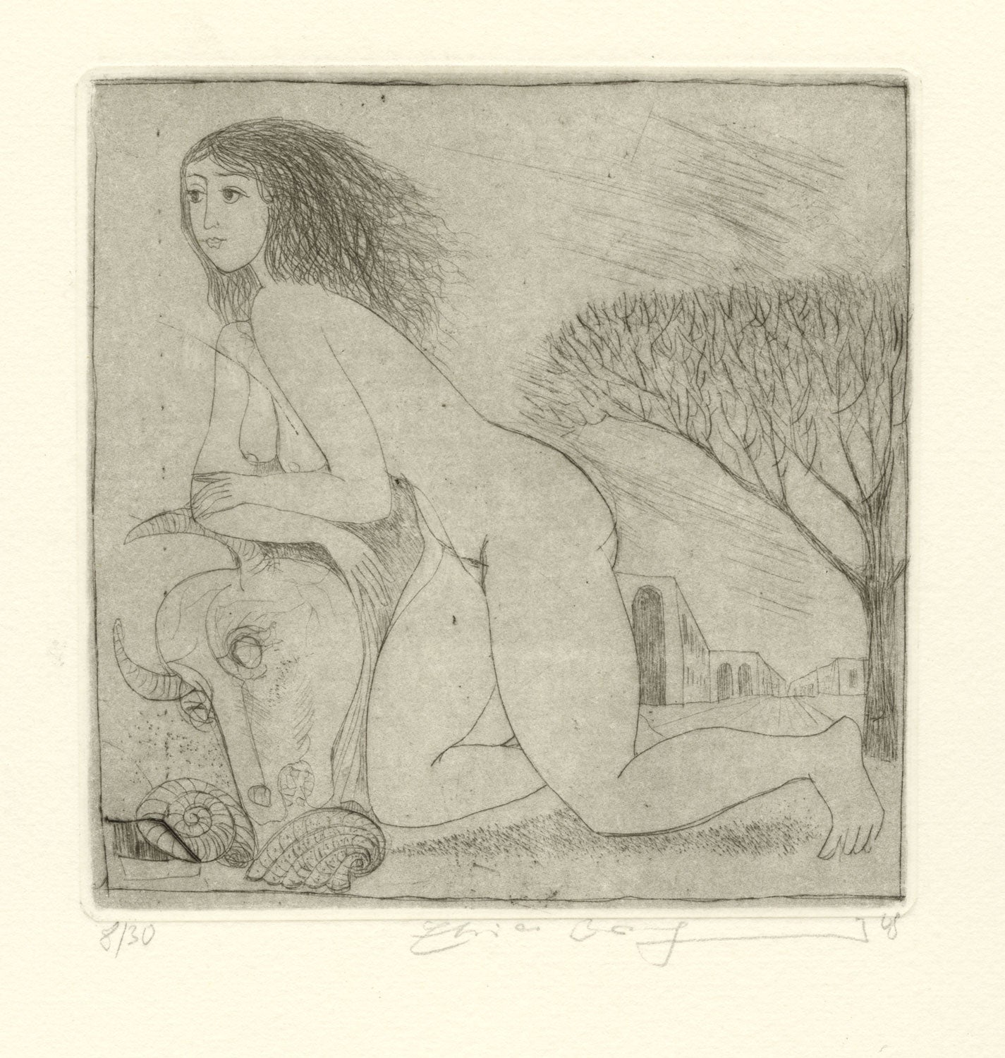 Nude with Bull Skull