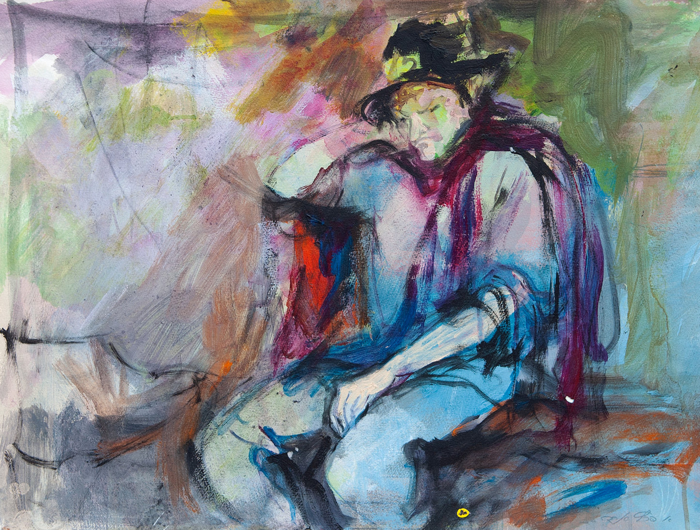 Man in Hat and Purple Scarf