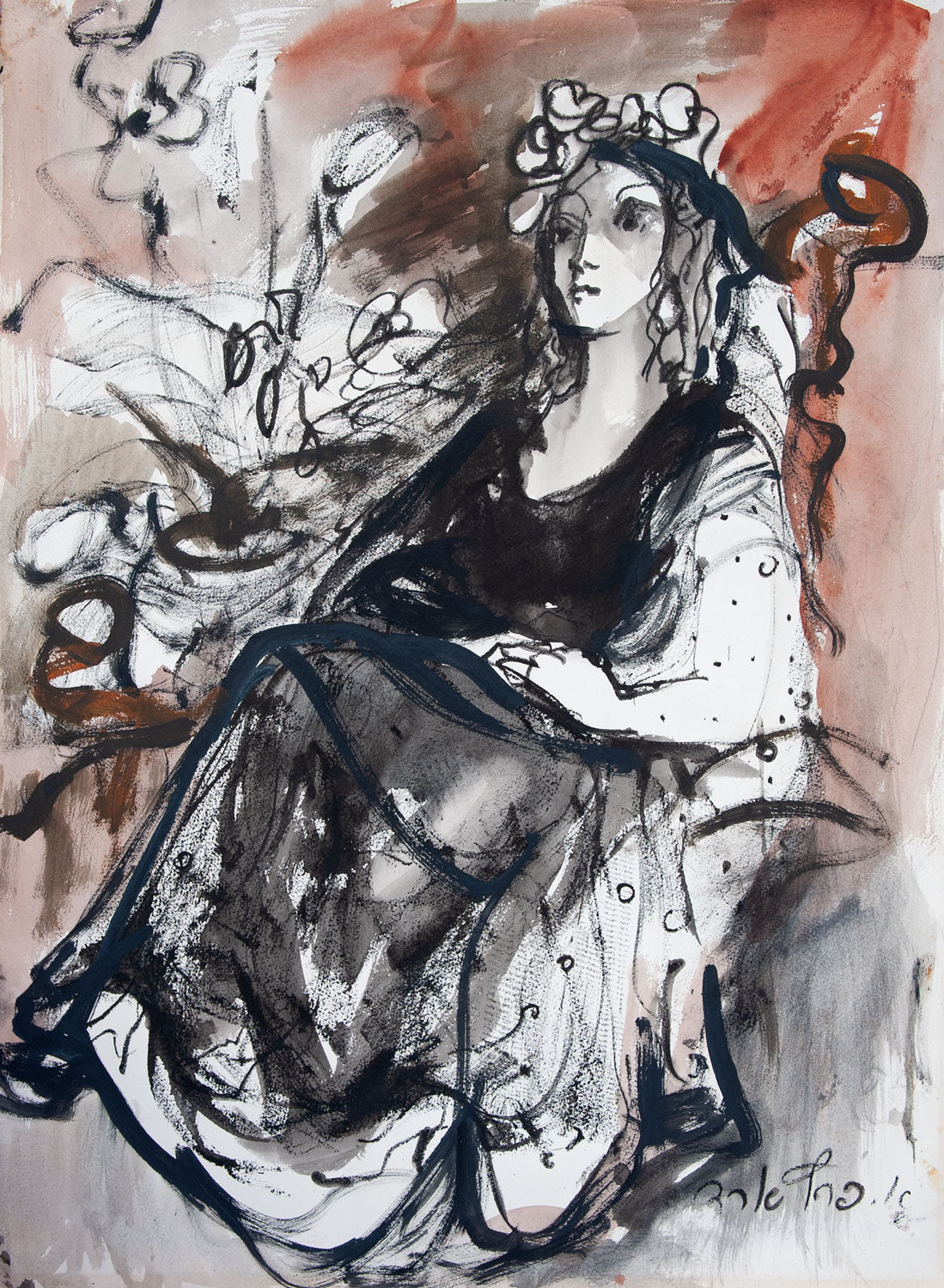 Seated Woman with Flowers