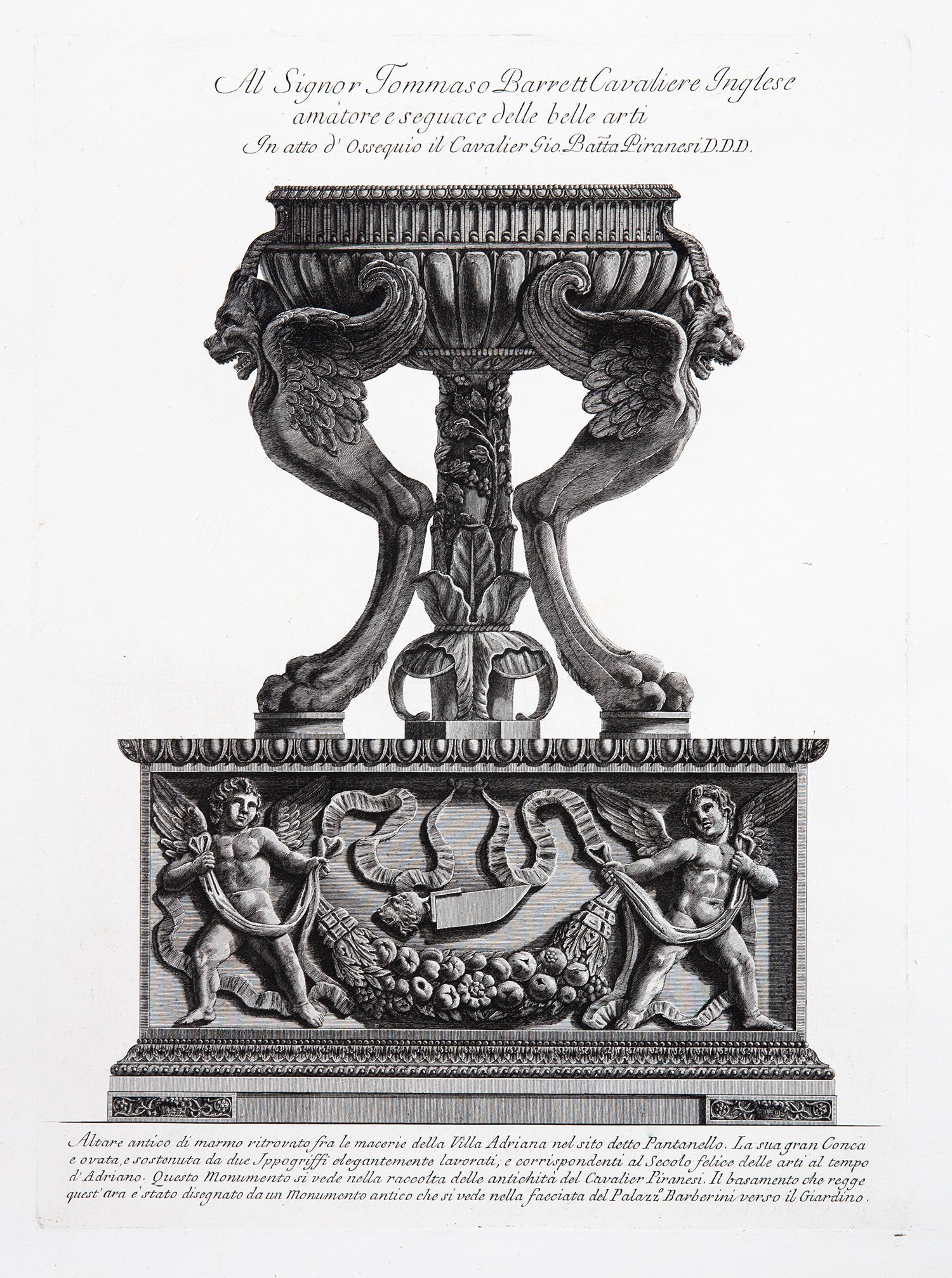 Giovanni Battista Piranesi Marble altar in the form of a tripod 