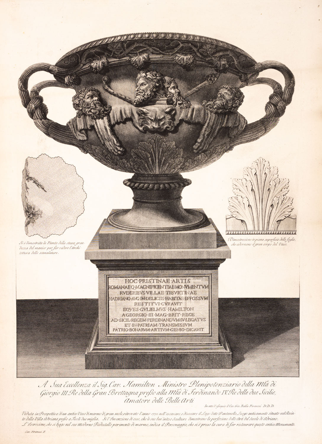 Giovanni Battista Piranesi found at the Pantanello, Hadrian's Villa, Tivoli, in 1770 (The "Warwick Vase")