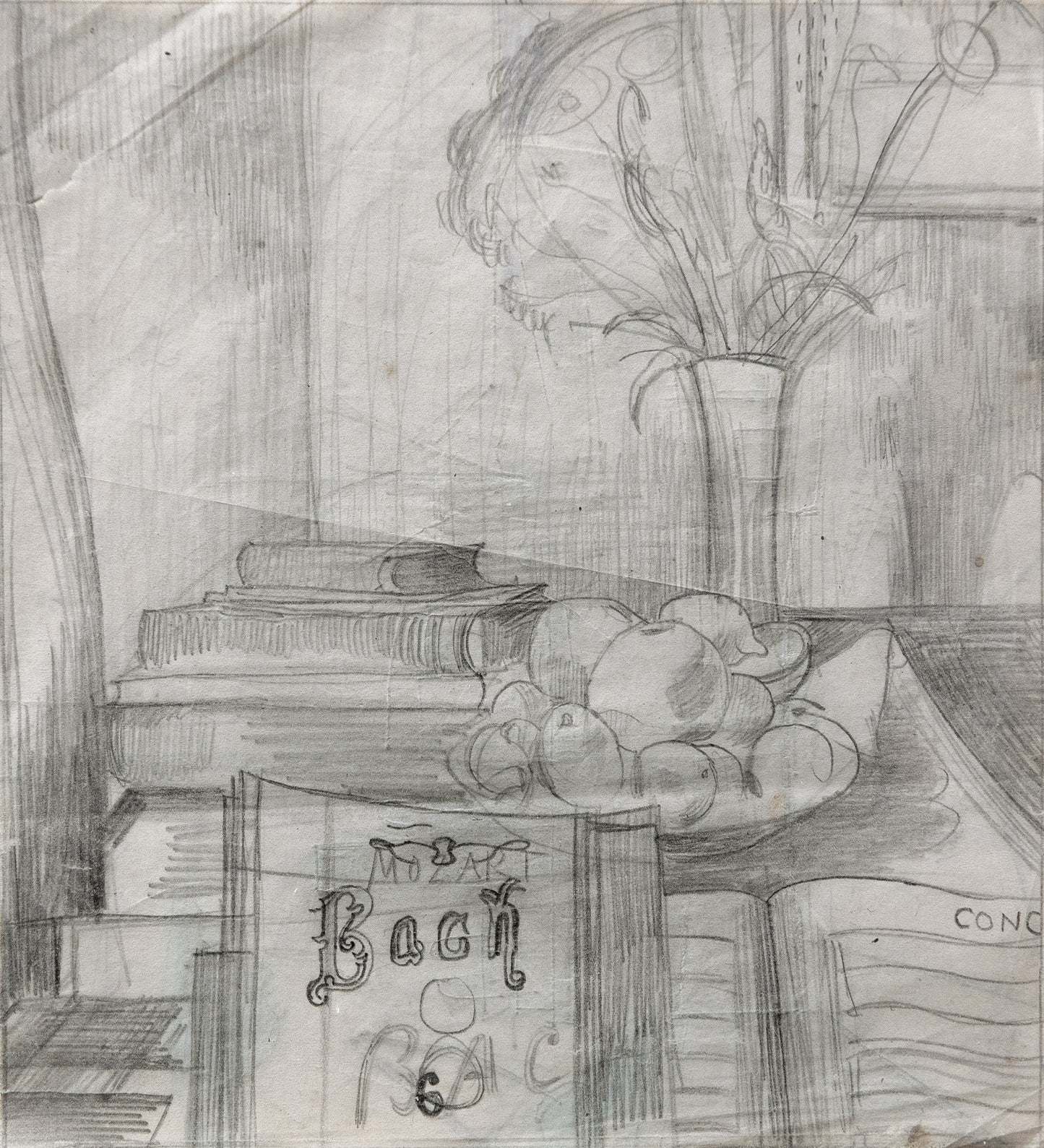 Music Books, Fruit & Vase of Flowers