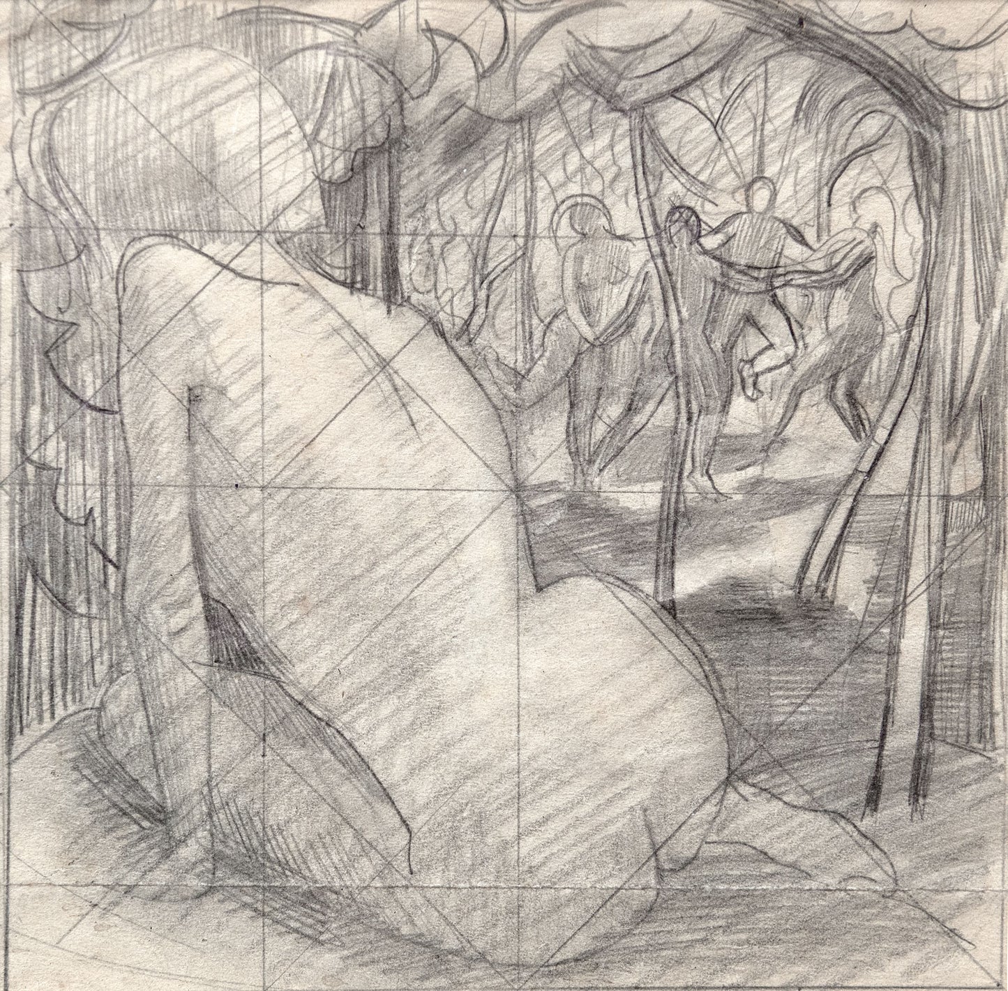 Preparatory Drawing for Two Figures in a Landscape