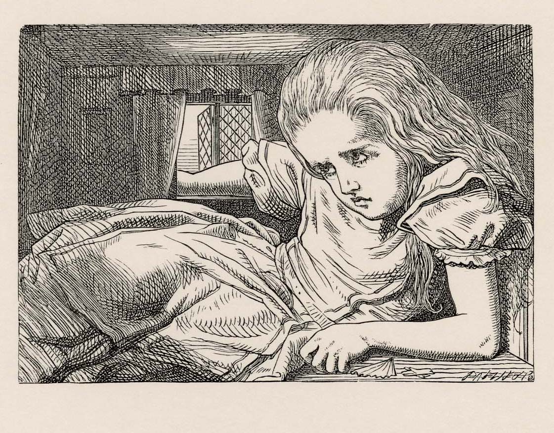 Still she went on growing, and as a last resource, she put one arm out of the window, and one foot up the chimney...