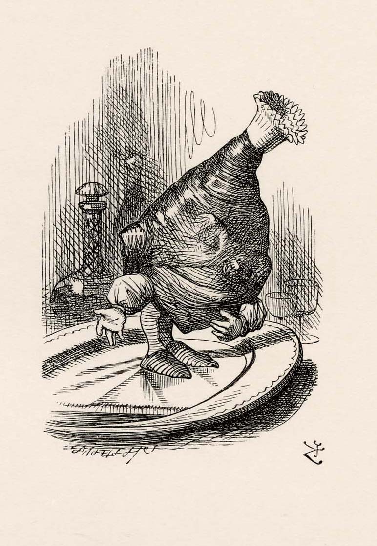 The leg of mutton got up in the dish and made a little bow to Alice…