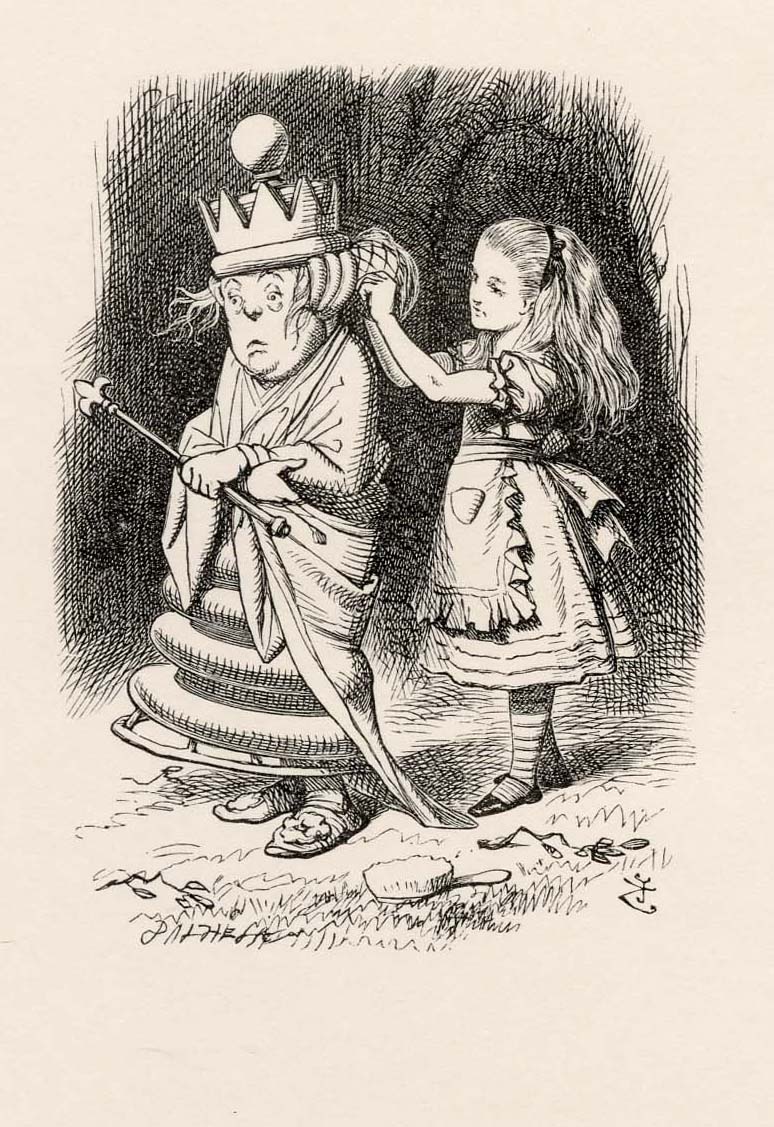 It can't go straight, you know, if you pin it all on one side', Alice said, as she gently put it right for her ...