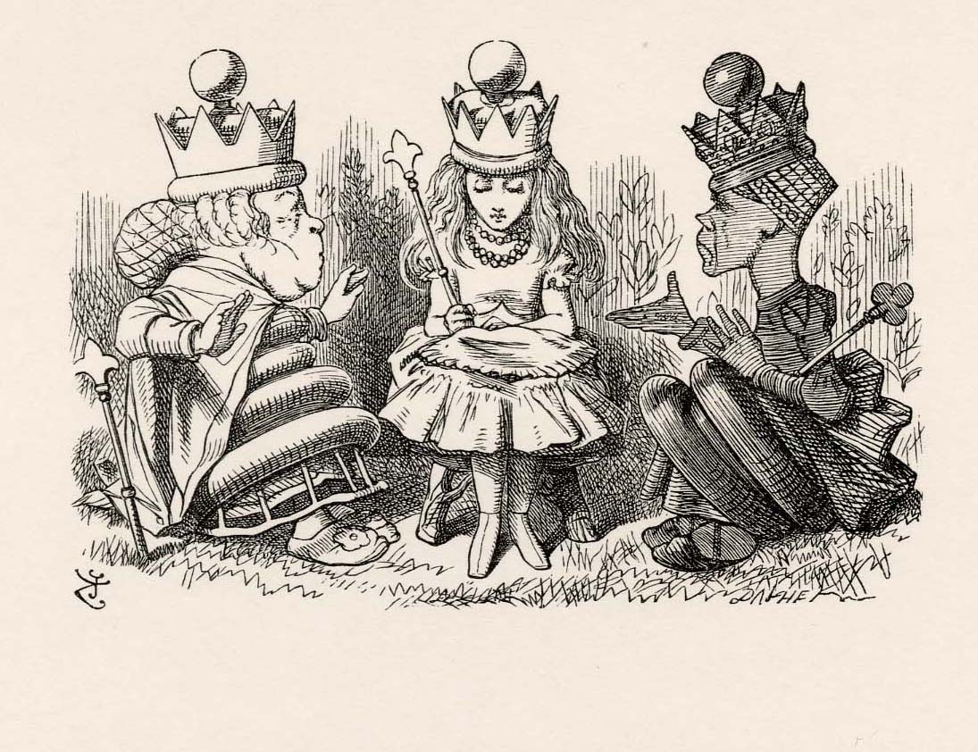 She didn't feel a bit surprised at finding the Red Queen and the White Queen sitting close to her ...