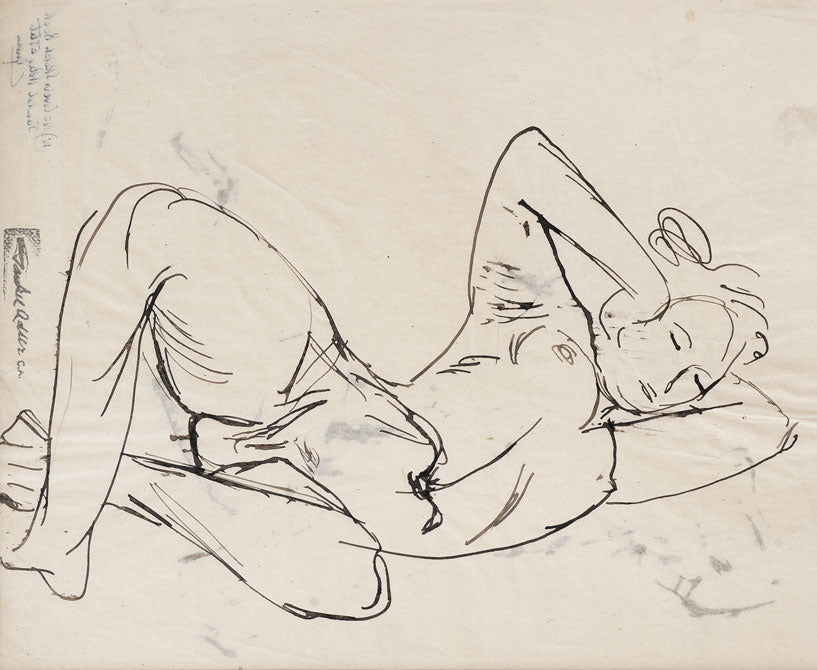 Reclining Nude, Raised Arm and Leg