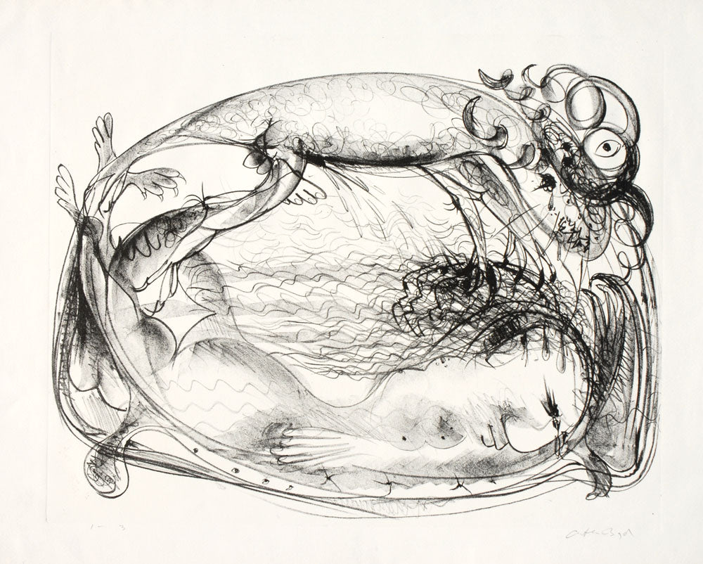 Nude on Couch with Beast Below Ram's Head