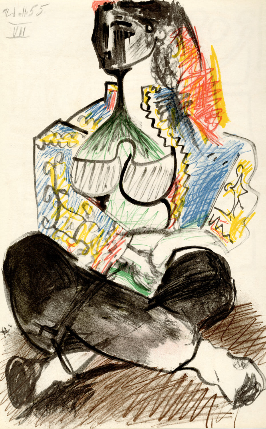 Picasso、CIGARETTES、希少画集画、新品額装付 Pablo Picasso Jacqueline Roque 21.11.55 VII – Goldmark