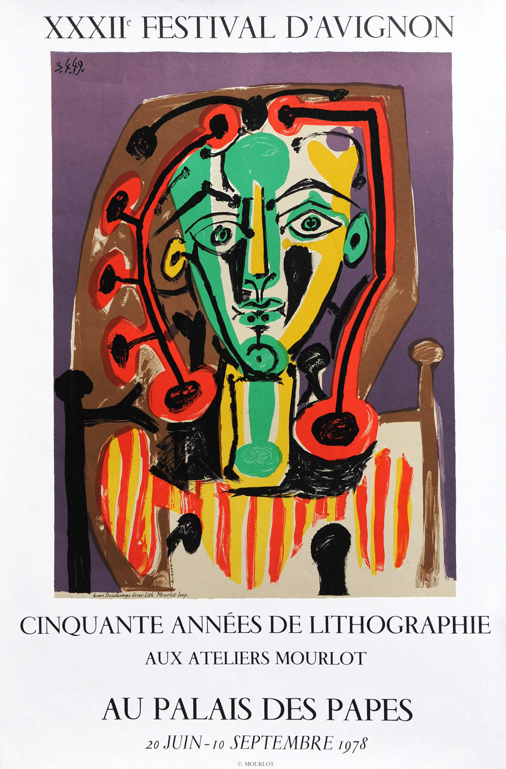 Pablo Picasso - "Festival D'Avignon, Le Corsaire" - Lithographie Originale De 1970 - 30x21 Cm - Cubisme