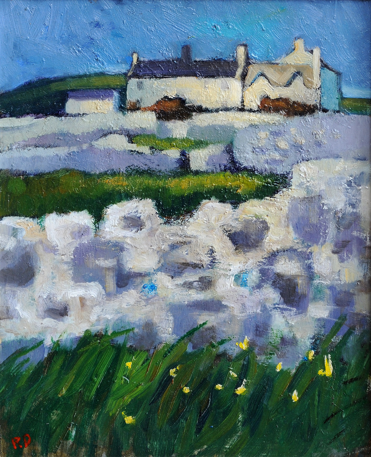 Stone Wall with Daffodils