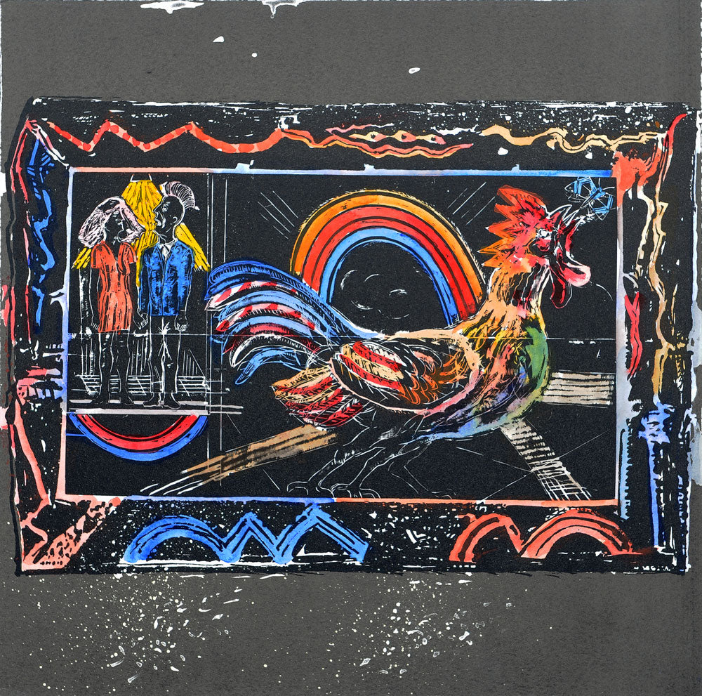 Cockerel with Two Figures II