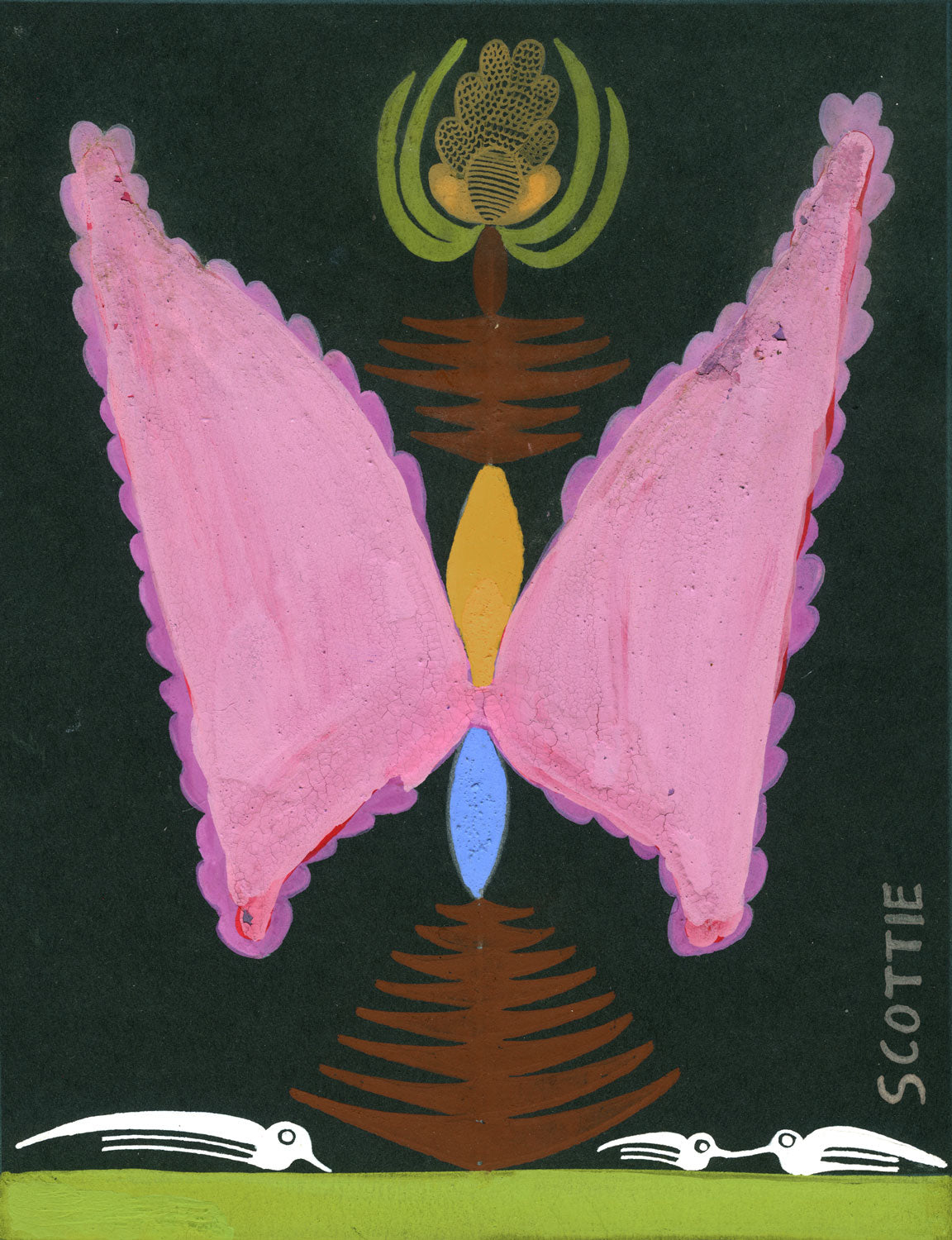 Pink Butterfly with Birds