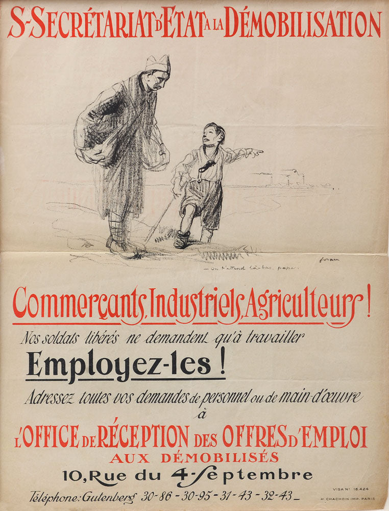 Sous-Secrétanriat d'Etat a la Démobilisation Commerçants, Industriets, Agriculteurs!