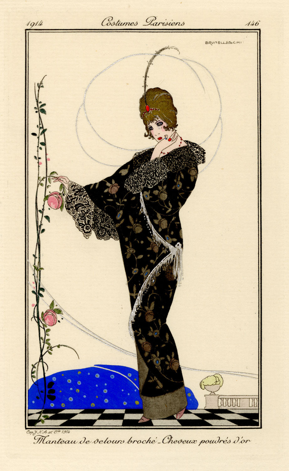 Manteau de velours broché Cheveux poudrés d'or