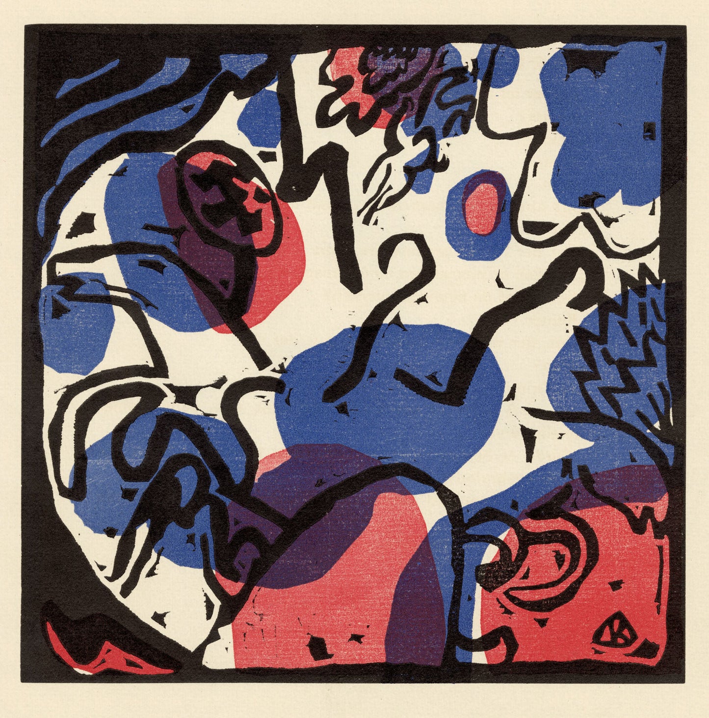 Drei Reiter in Rot, Blau und Schwarz