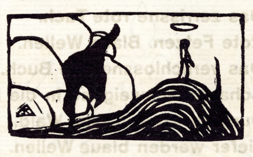 Hügel, Baum, Wolken und Figur