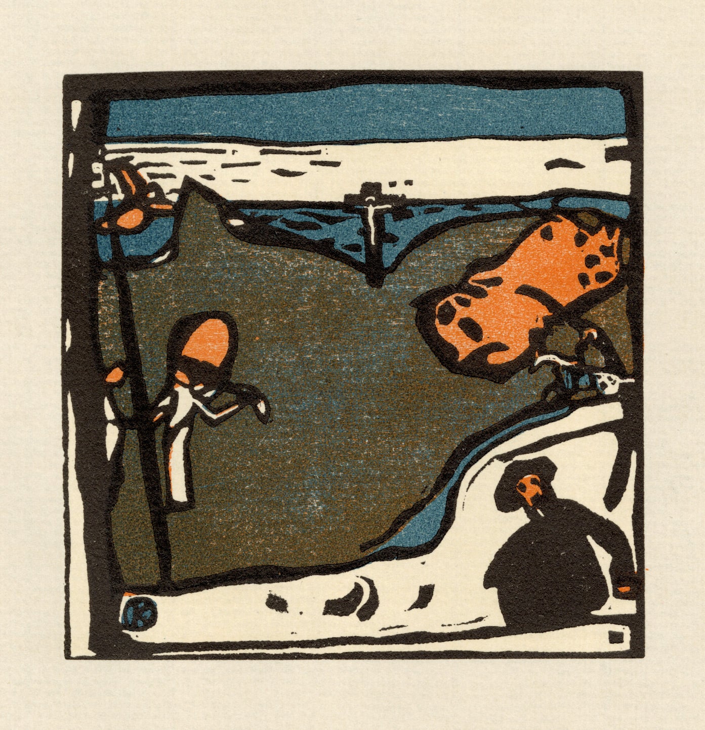 Landschaft mit Figuren und Kruzifix