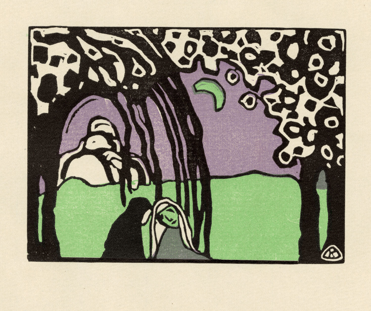 Wassily Kandinsky Zwei Frauen in Mondlandschaft – Goldmark