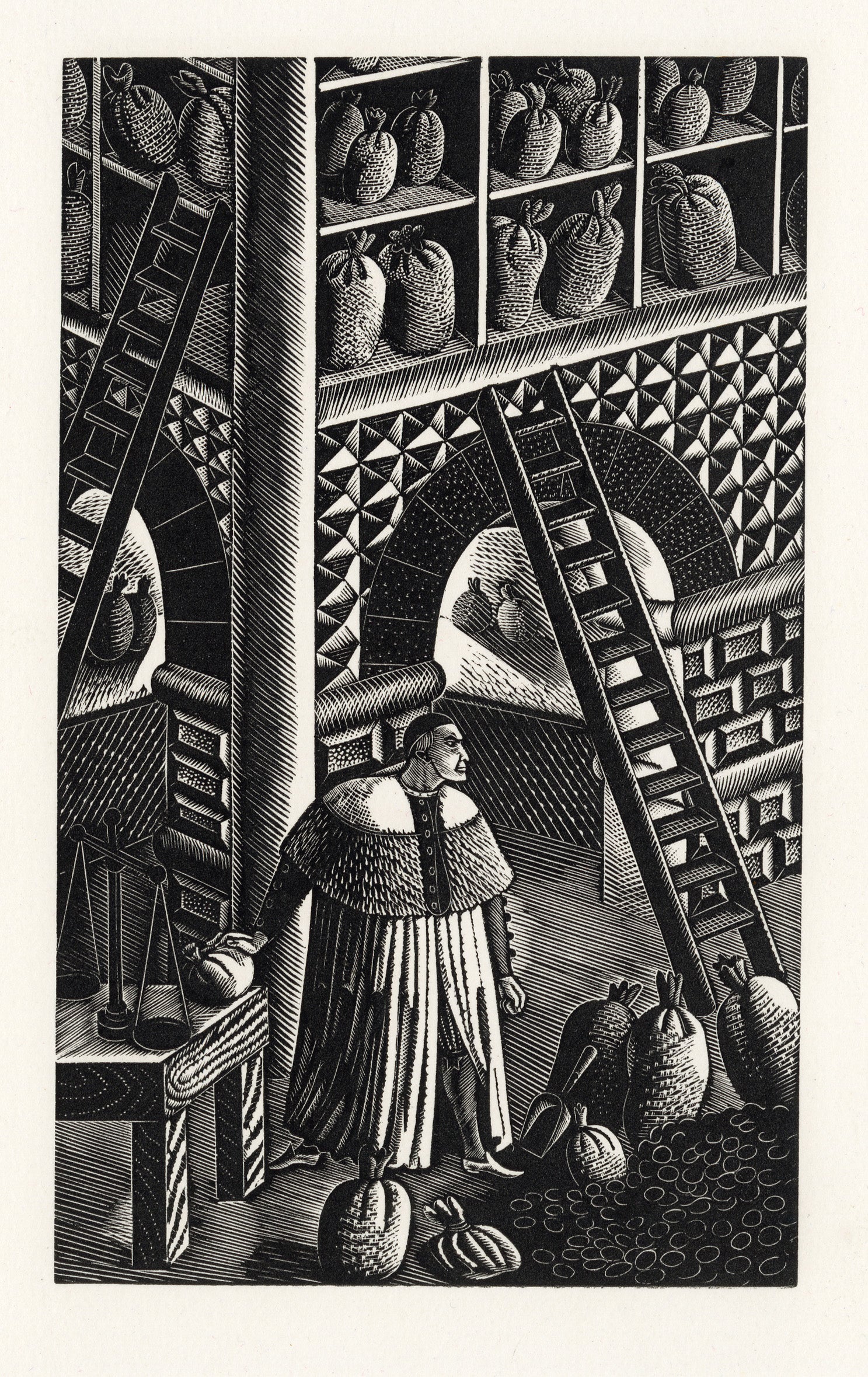 Eric Ravilious Barabas in his Counting-house – Goldmark