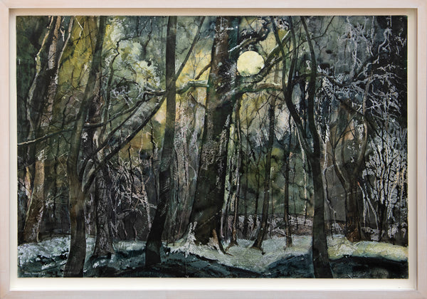 Snow Moon Behind the Trees