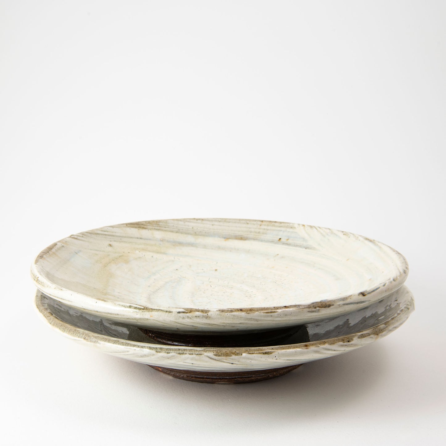 Set of Two Footed Plates
