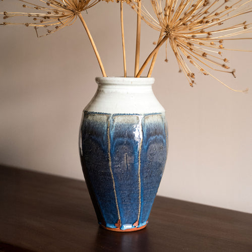 Tall Faceted Vase