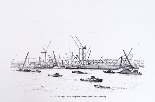 The Isle of Dogs: Heron Quays and Canary Wharf from South Quay