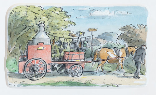 Sam Trolley and the little fire engine travelled the roads.