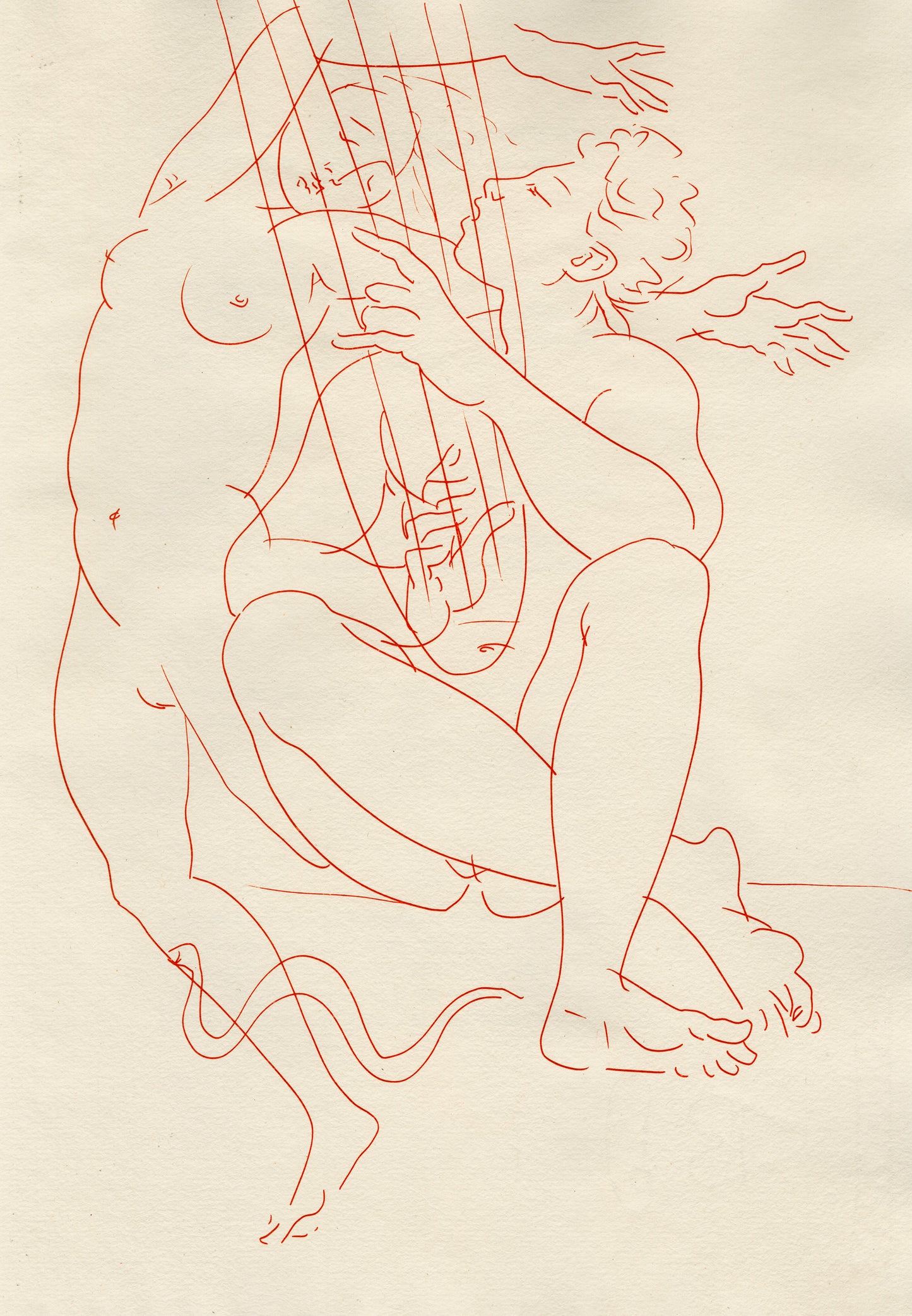 Orpheus is seen there; it seems that his lyre gradually animates the forests it attracts