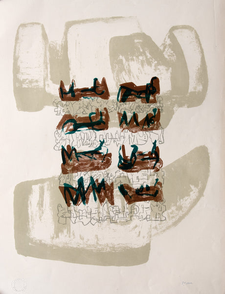 Eight Reclining Figures on Rock Background