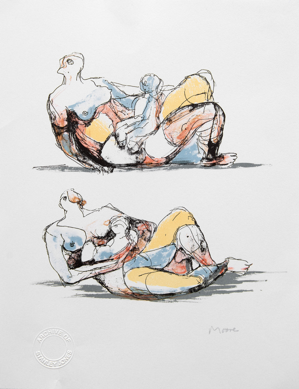 Two Reclining Mother and Child Studies