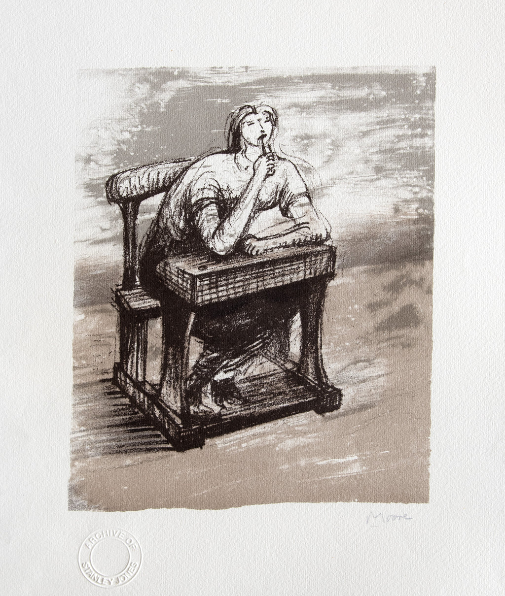 Girl Seated at Desk IV